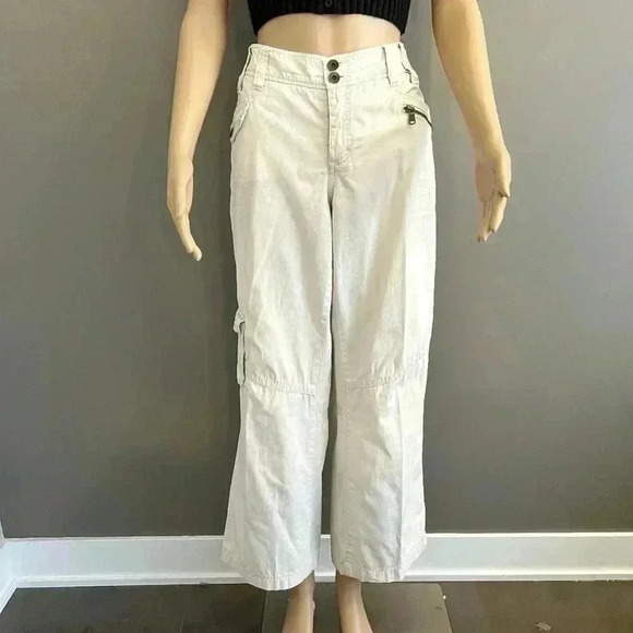 Esprit Pants - Esprit Y2K Cargo Medium Rise Wide Leg Casual Cream White  Pants. Size US 12, XL.